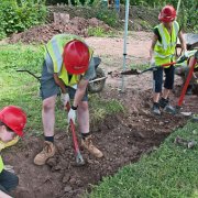 Digging the north-south trench.