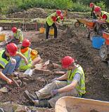 We extended the excavation southwards. Mind that string!
