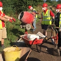 Dave showing how lime mortar is mixed