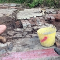 Working on the east wall