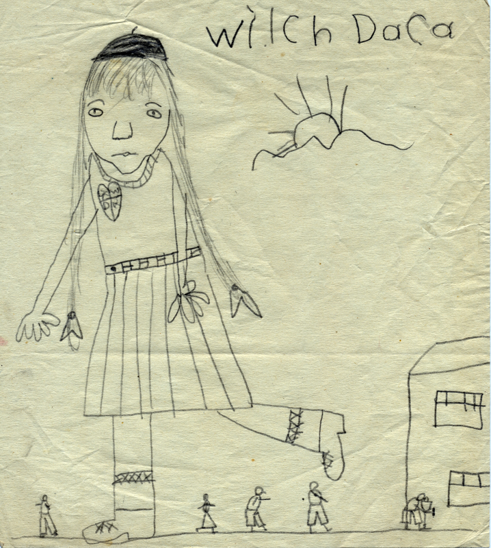 drawing of schoolgirl