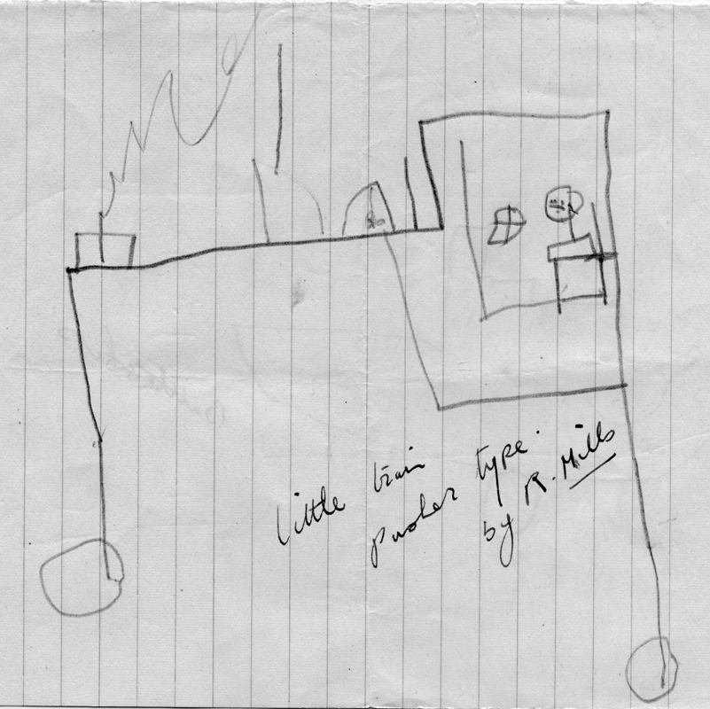 crude drawing of steam locomotive