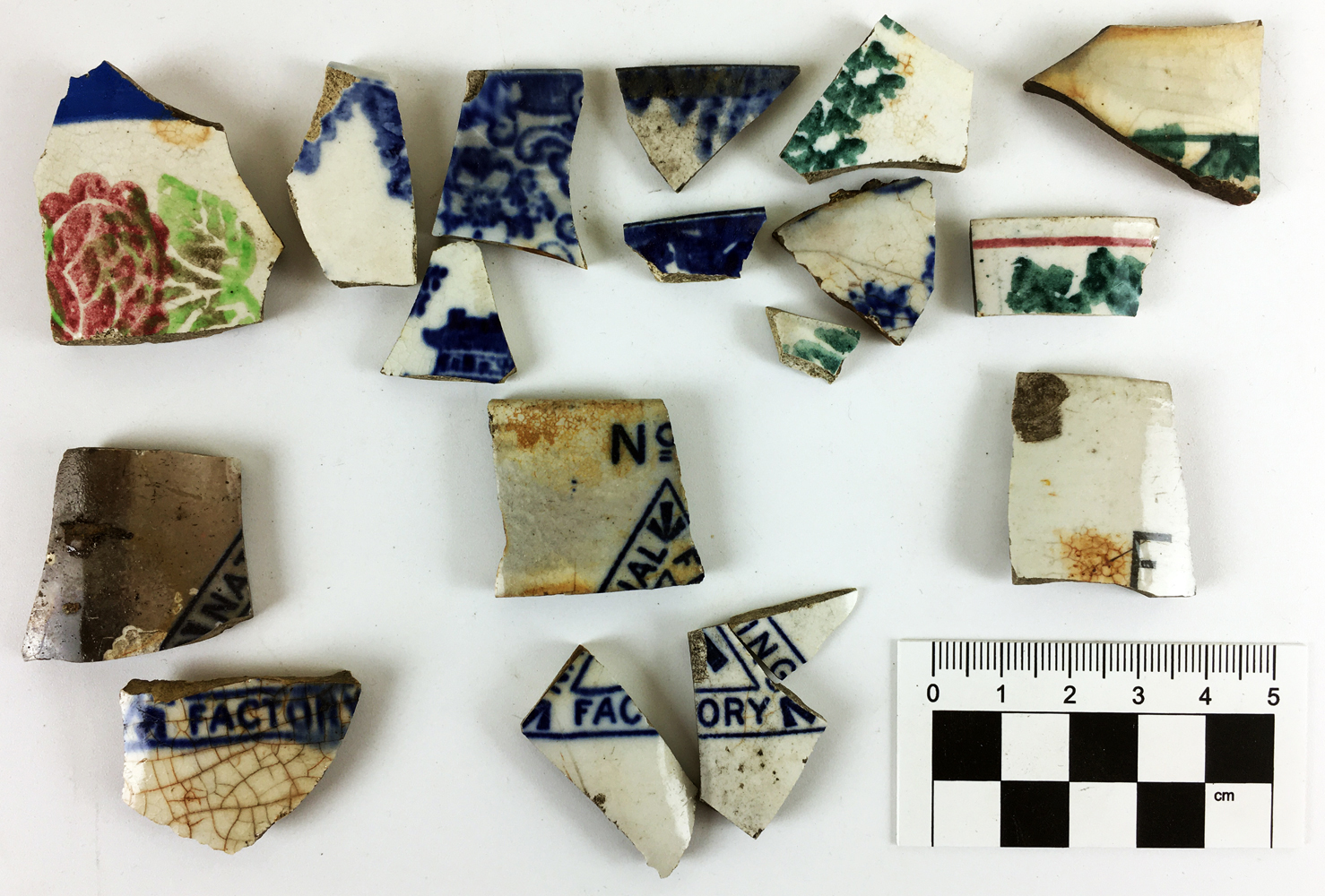 Potsherds from ploughsoil near Barnbow shell filling factory