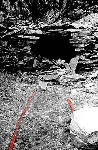 The entrance to a mine shaft