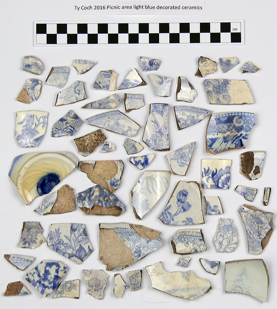 Material from picnic area: light blue ceramics